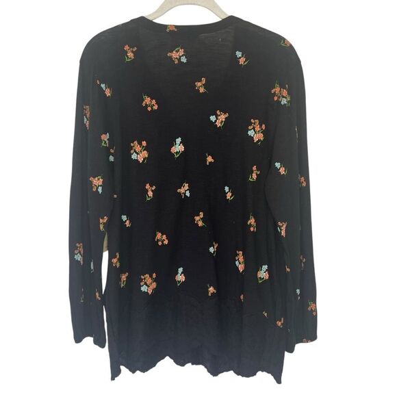 Lucky Brand Floral Peasant Top Womens Medium Embroidered V-Neck Button Front - Picture 3 of 8